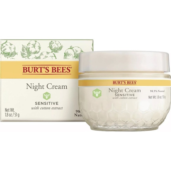 2 Boxes Burt's Bees Night Cream Sensitive Skin Nutrition Cotton Extract 3.6 Oz